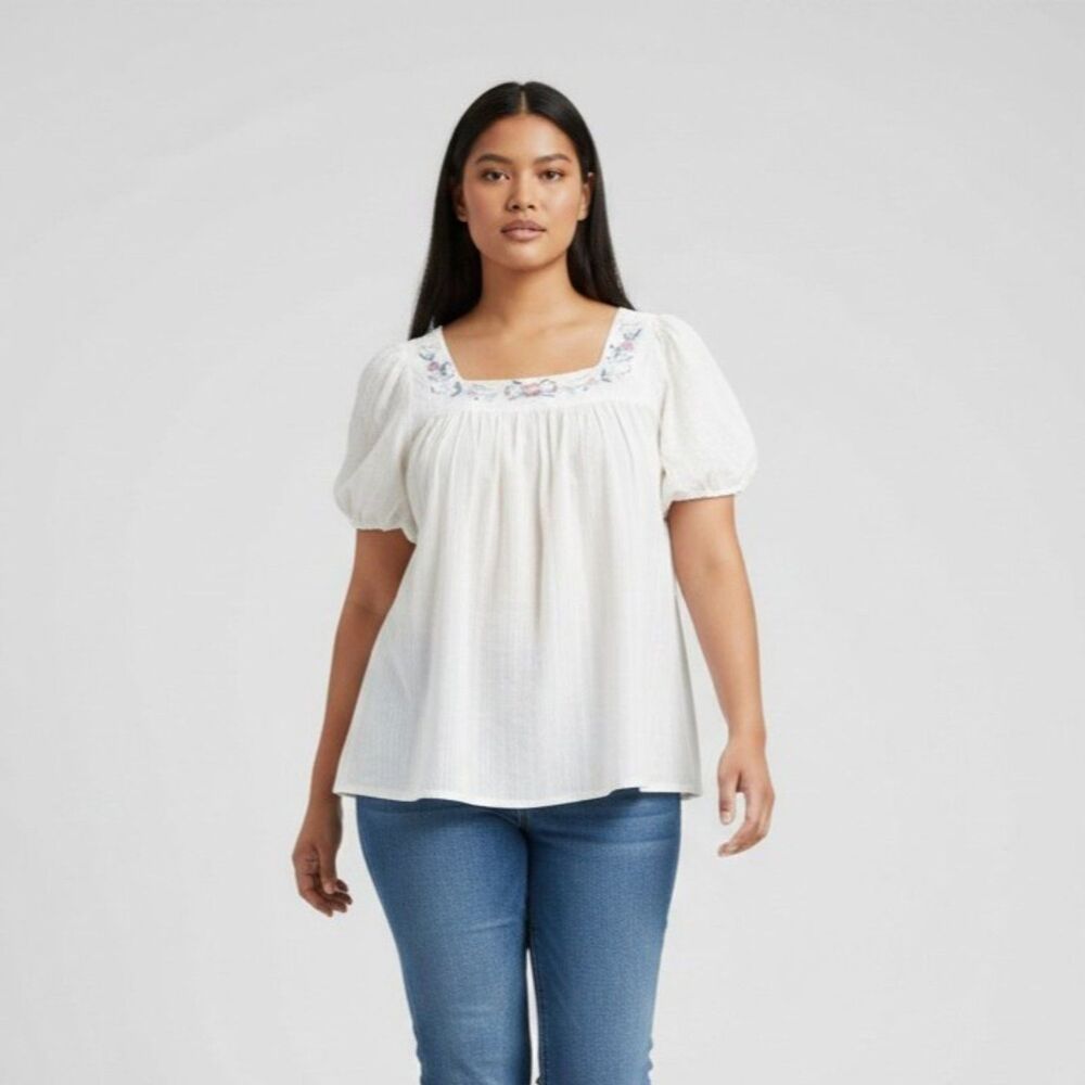 AVEOLOGY Misty Embroidered Ivory Blouse, NEW! Size 20